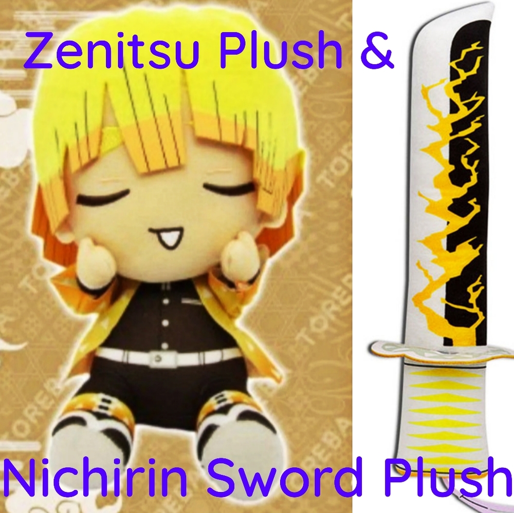 Set Zenitsu Sword and Character Plush - Demon Slayer - Kimetsu No Yaiba